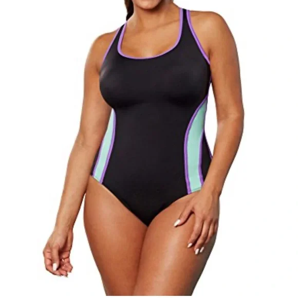 Aquabelle Plus Size One Piece Swimsuit Relay X-Back Swim Size 18 - Picture 1 of 5